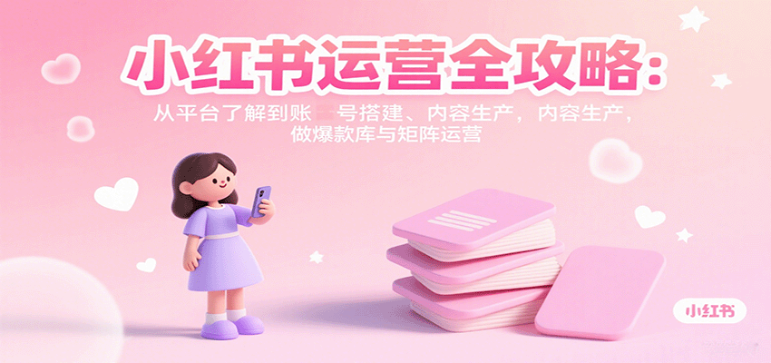 小红书运营全攻略：从平台了解到账号搭建、内容生产，做爆款库与矩阵运营-轻网创