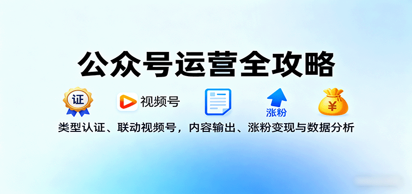 公众号运营全攻略：类型认证、联动视频号，内容输出、涨粉变现与数据分析-轻网创