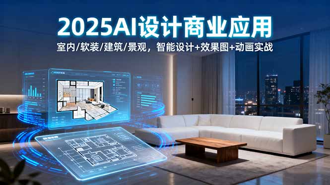 2025AI设计商业应用:室内/软装/建筑/景观,智能设计+效果图+动画实战-轻网创