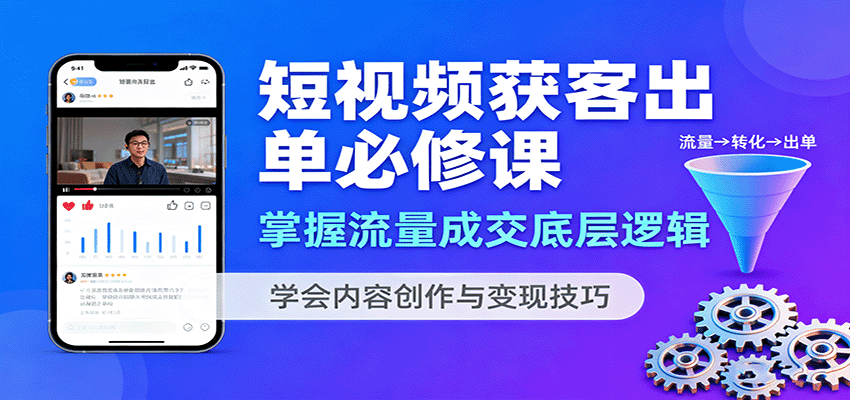 短视频获客出单必修课:掌握流量成交底层逻辑,学会内容创作与变现技巧-轻网创