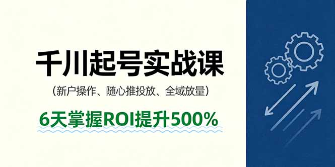 抖音千川起号实战课，新户操作,随心推投放,全域放量，6天掌握ROI提升500%-轻网创