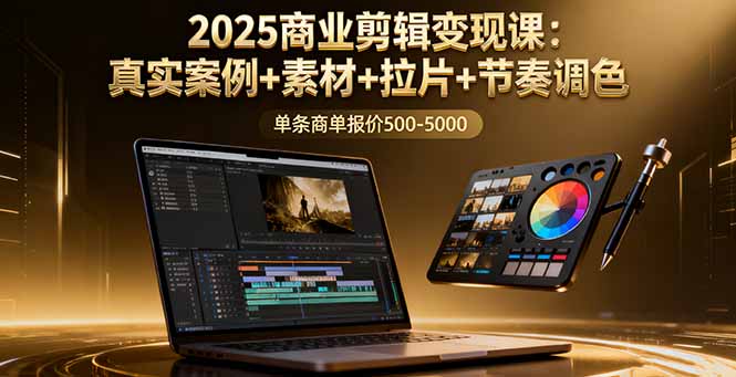 2025商业剪辑变现课：真实案例+素材+拉片+节奏调色，单条商单报价500-5000-轻网创