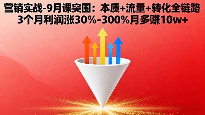 营销实战-9月突围课:本质+流量+转化全链路 3个月利润涨30%-300%月多赚10w+-轻网创