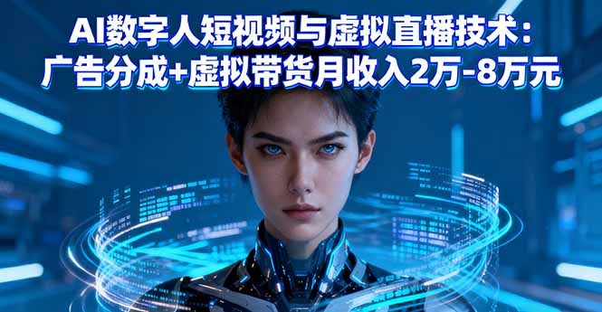 AI数字人短视频与虚拟直播技术：广告分成+虚拟带货月收入2万-8万元-轻网创