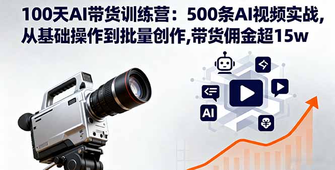 100天AI带货训练营：500条AI视频实战,从基础操作到批量创作,带货佣金超15w-轻网创